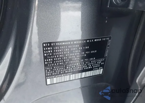 2019 Volkswagen Tiguan 2.0T Se/2.0T Sel/2.0T Sel R-Line/2.0T Sel R-Line Black z USA, uszkodzony, nr VIN 3VV2B7AX5KM024061